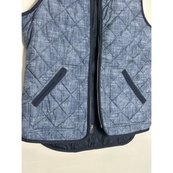 Old Navy Women's Rib Collar Quilted Chambray Print Vest in Blue - Sz M - Picture 4 of 8